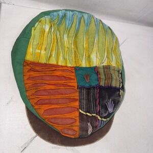 Handmade Patchwork Hat Boho Hippie Razor Cut Earthy Grunge Goblincore Flat Cap